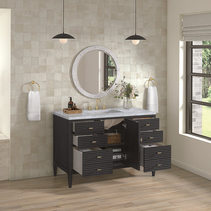 James Martin - Myrrin 48" Single Vanity, Carbon Oak w/ 3 CM Carrara White Marble Top - 485-V48-CBO-3CAR view 5