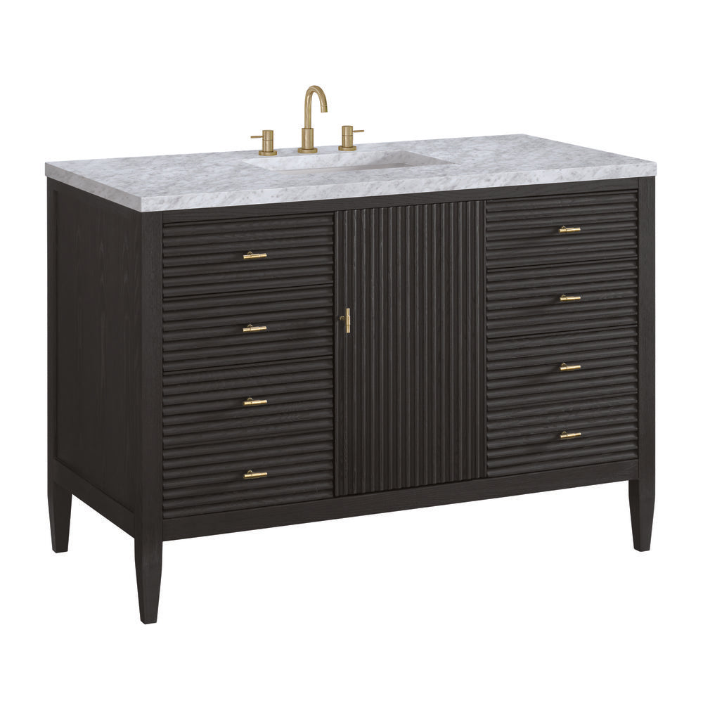 James Martin - Myrrin 48" Single Vanity, Carbon Oak w/ 3 CM Carrara White Marble Top - 485-V48-CBO-3CAR view 10