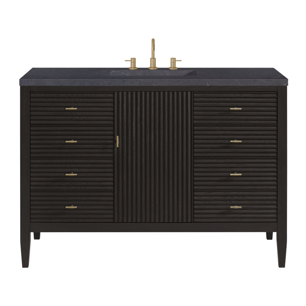 James Martin - Myrrin 48" Single Vanity, Carbon Oak w/ 3 CM Charcoal Soapstone Silestone Top - 485-V48-CBO-3CSP view 1