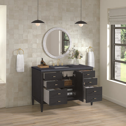 James Martin - Myrrin 48" Single Vanity, Carbon Oak w/ 3 CM Charcoal Soapstone Silestone Top - 485-V48-CBO-3CSP view 5