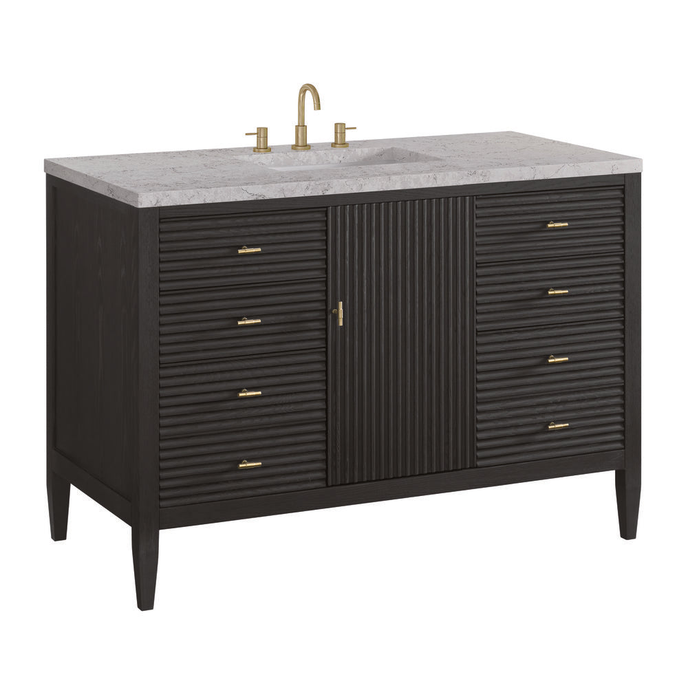 James Martin - Myrrin 48" Single Vanity, Carbon Oak w/ 3 CM Eternal Jasmine Pearl Silestone Top w/FreePower Wireless Charger - 485-V48-CBO-FEJP view 11