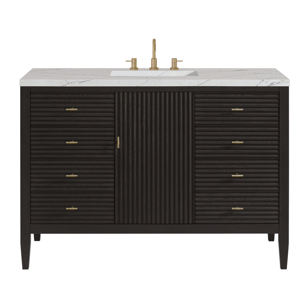 James Martin - Myrrin 48" Single Vanity, Carbon Oak w/ 3 CM Ethereal Noctis Silestone Top - 485-V48-CBO-3ENC view 1