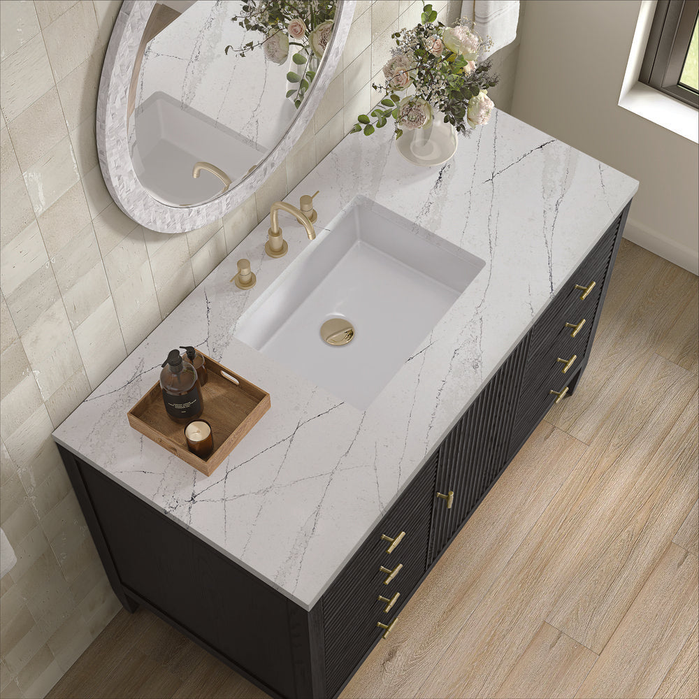James Martin - Myrrin 48" Single Vanity, Carbon Oak w/ 3 CM Ethereal Noctis Silestone Top - 485-V48-CBO-3ENC view 7