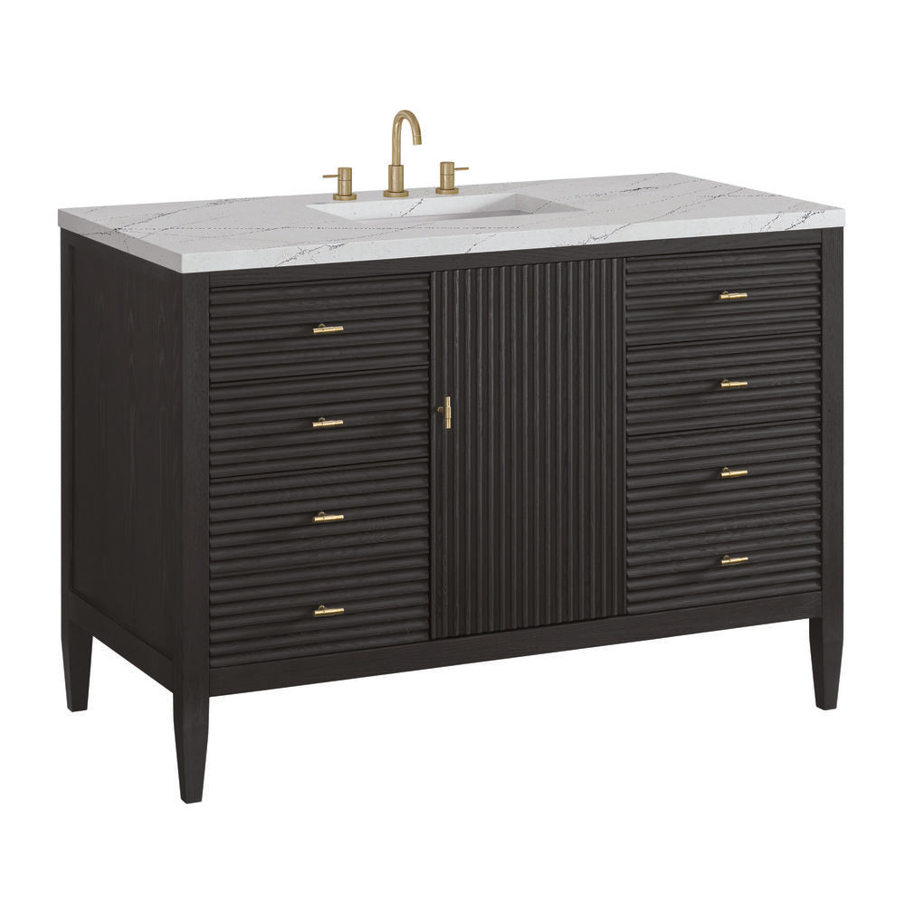 James Martin - Myrrin 48" Single Vanity, Carbon Oak w/ 3 CM Ethereal Noctis Silestone Top - 485-V48-CBO-3ENC view 10