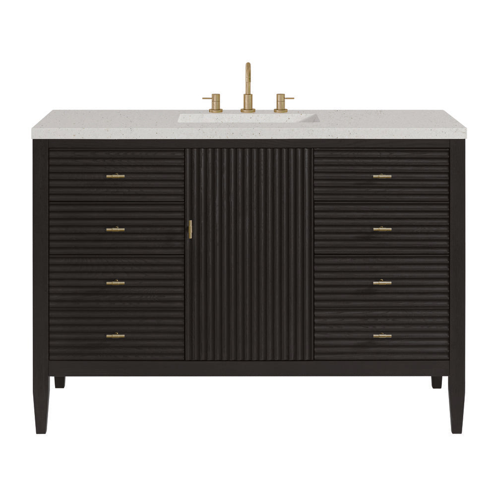 James Martin - Myrrin 48" Single Vanity, Carbon Oak w/ 3 CM Lime Delight Silestone Top - 485-V48-CBO-3LDL view 1
