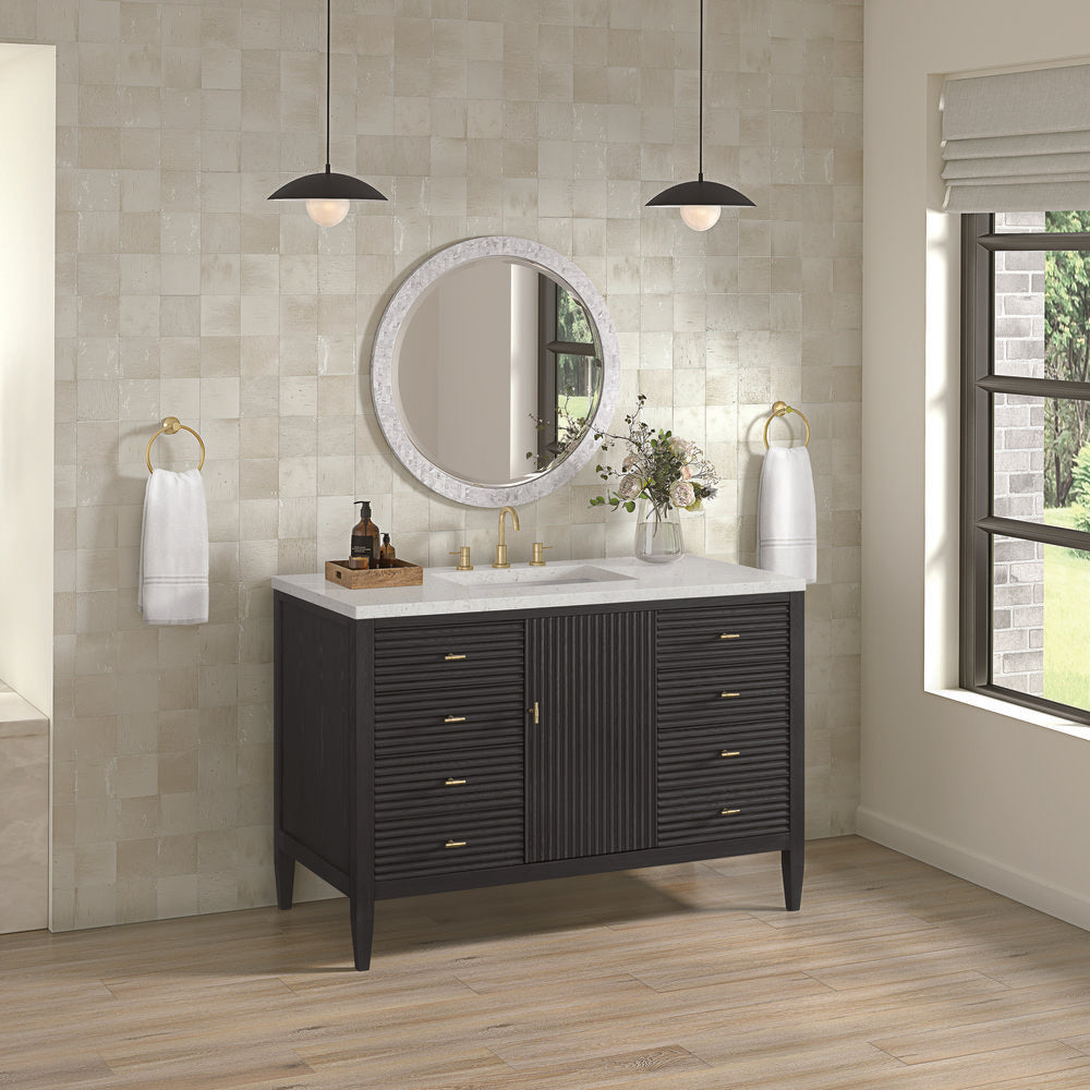 James Martin - Myrrin 48" Single Vanity, Carbon Oak w/ 3 CM Lime Delight Silestone Top - 485-V48-CBO-3LDL view 4
