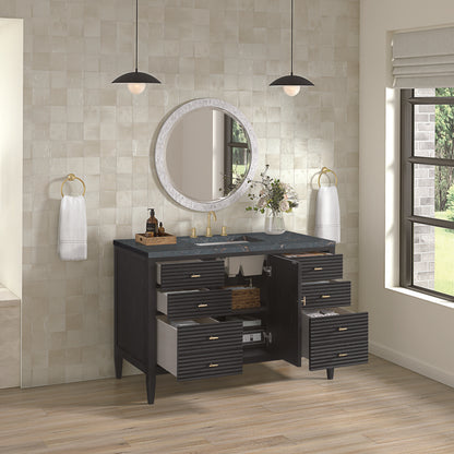 James Martin - Myrrin 48" Single Vanity, Carbon Oak w/ 3 CM Parisien Bleu Silestone Top - 485-V48-CBO-3PBL view 5