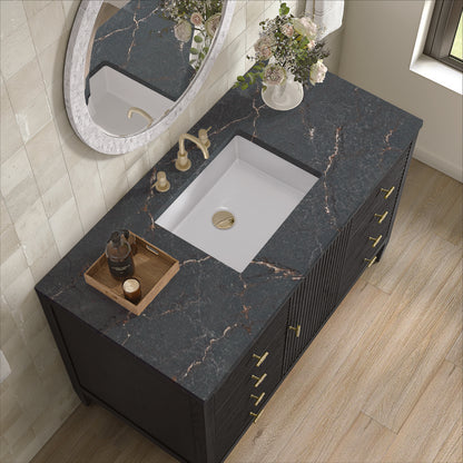 James Martin - Myrrin 48" Single Vanity, Carbon Oak w/ 3 CM Parisien Bleu Silestone Top - 485-V48-CBO-3PBL view 7