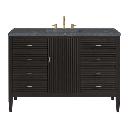 James Martin - Myrrin 48" Single Vanity, Carbon Oak w/ 3 CM Parisien Bleu Silestone Top w/FreePower Wireless Charger - 485-V48-CBO-FPBL view 1