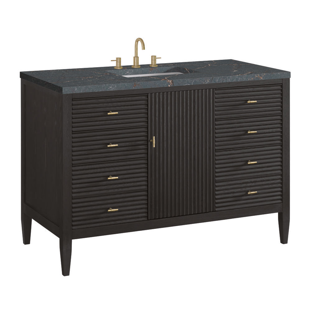 James Martin - Myrrin 48" Single Vanity, Carbon Oak w/ 3 CM Parisien Bleu Silestone Top w/FreePower Wireless Charger - 485-V48-CBO-FPBL view 11