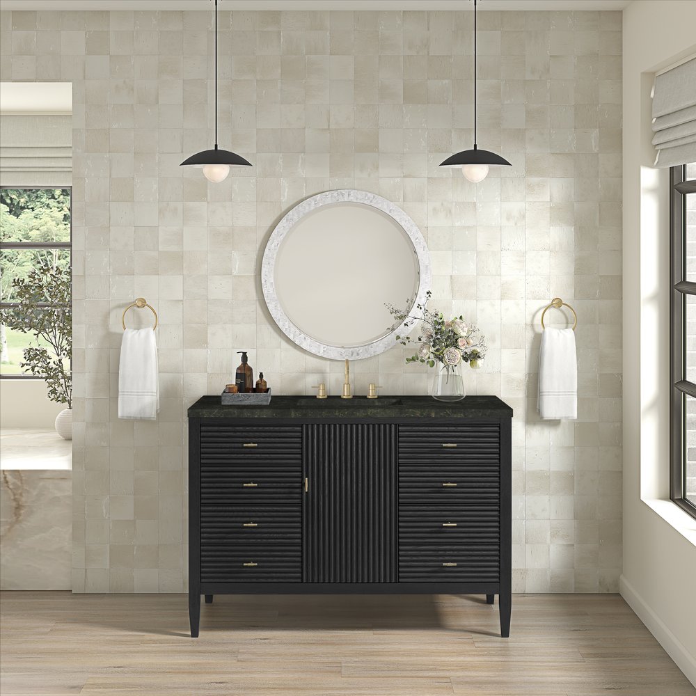 James Martin - Myrrin 48" Single Vanity, Carbon Oak, w/ 3 CM Phantome Eclos Top - 485-V48-CBO-3PHT view 3