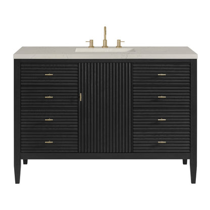 James Martin - Myrrin 48" Single Vanity, Carbon Oak, w/ 3 CM Siberian Silestone Top - 485-V48-CBO-3SFR view 1