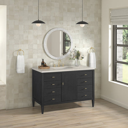 James Martin - Myrrin 48" Single Vanity, Carbon Oak, w/ 3 CM Siberian Silestone Top - 485-V48-CBO-3SFR view 4