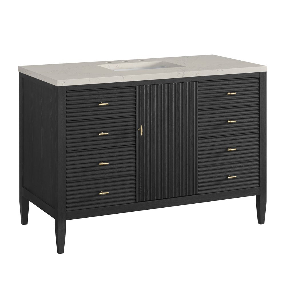 James Martin - Myrrin 48" Single Vanity, Carbon Oak, w/ 3 CM Siberian Silestone Top - 485-V48-CBO-3SFR view 10