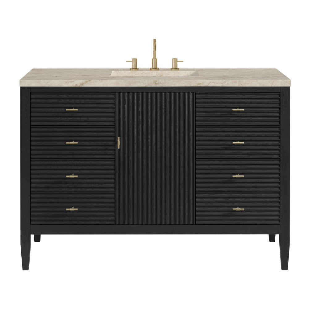 James Martin - Myrrin 48" Single Vanity, Carbon Oak, w/ 3 CM Tajnar Eclos Top - 485-V48-CBO-3TJR view 1