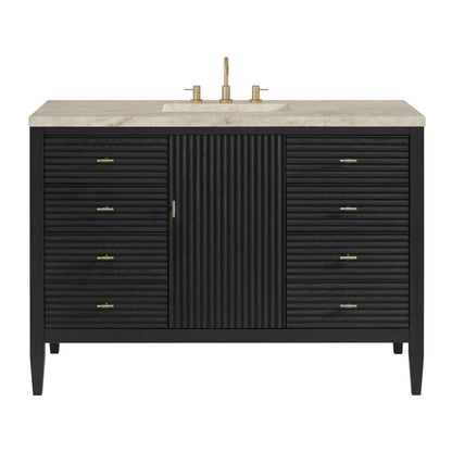 James Martin - Myrrin 48" Single Vanity, Carbon Oak, w/ 3 CM Tajnar Eclos Top - 485-V48-CBO-3TJR view 1