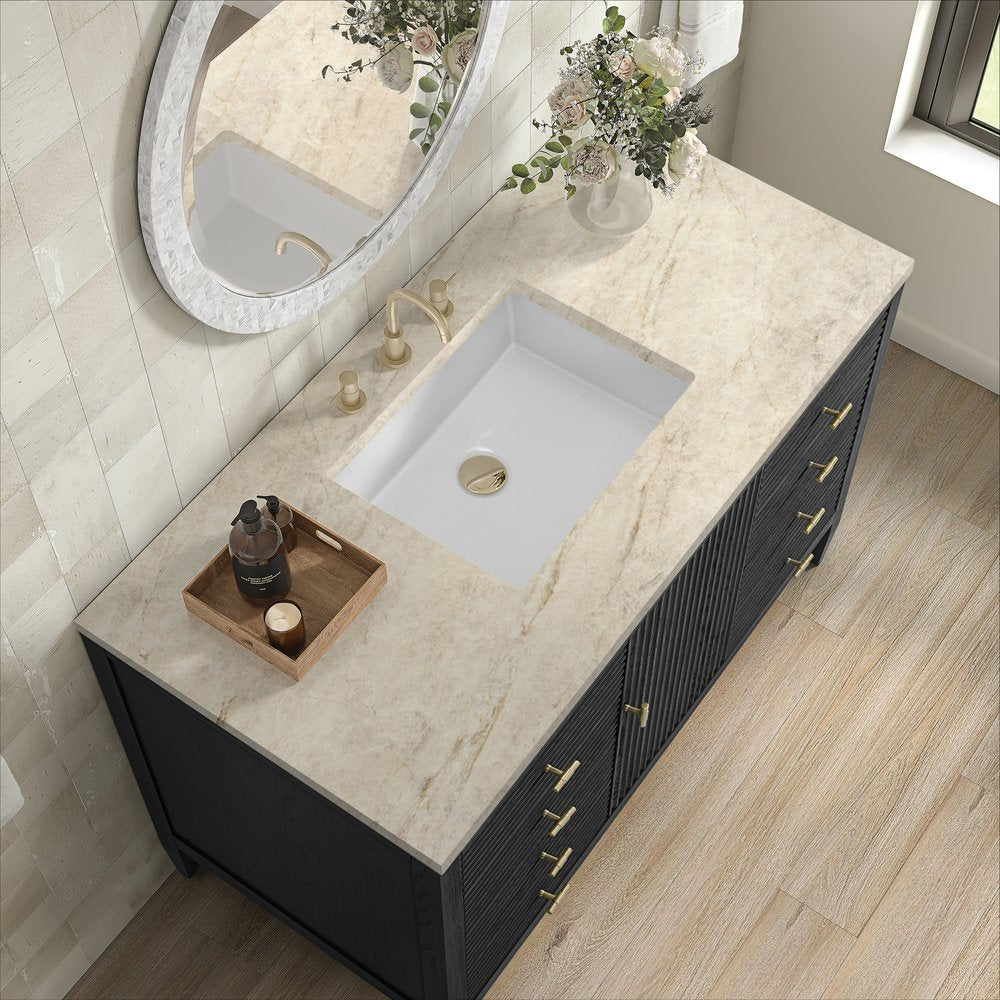 James Martin - Myrrin 48" Single Vanity, Carbon Oak, w/ 3 CM Tajnar Eclos Top - 485-V48-CBO-3TJR view 7