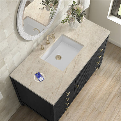 James Martin - Myrrin 48" Single Vanity, Carbon Oak, w/ 3 CM Tajnar Eclos Top w/FreePower Wireless Charger - 485-V48-CBO-FTJR view 6