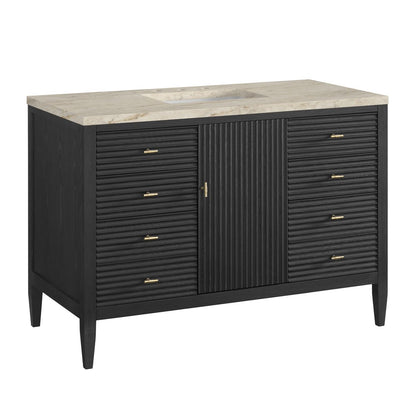 James Martin - Myrrin 48" Single Vanity, Carbon Oak, w/ 3 CM Tajnar Eclos Top w/FreePower Wireless Charger - 485-V48-CBO-FTJR view 9