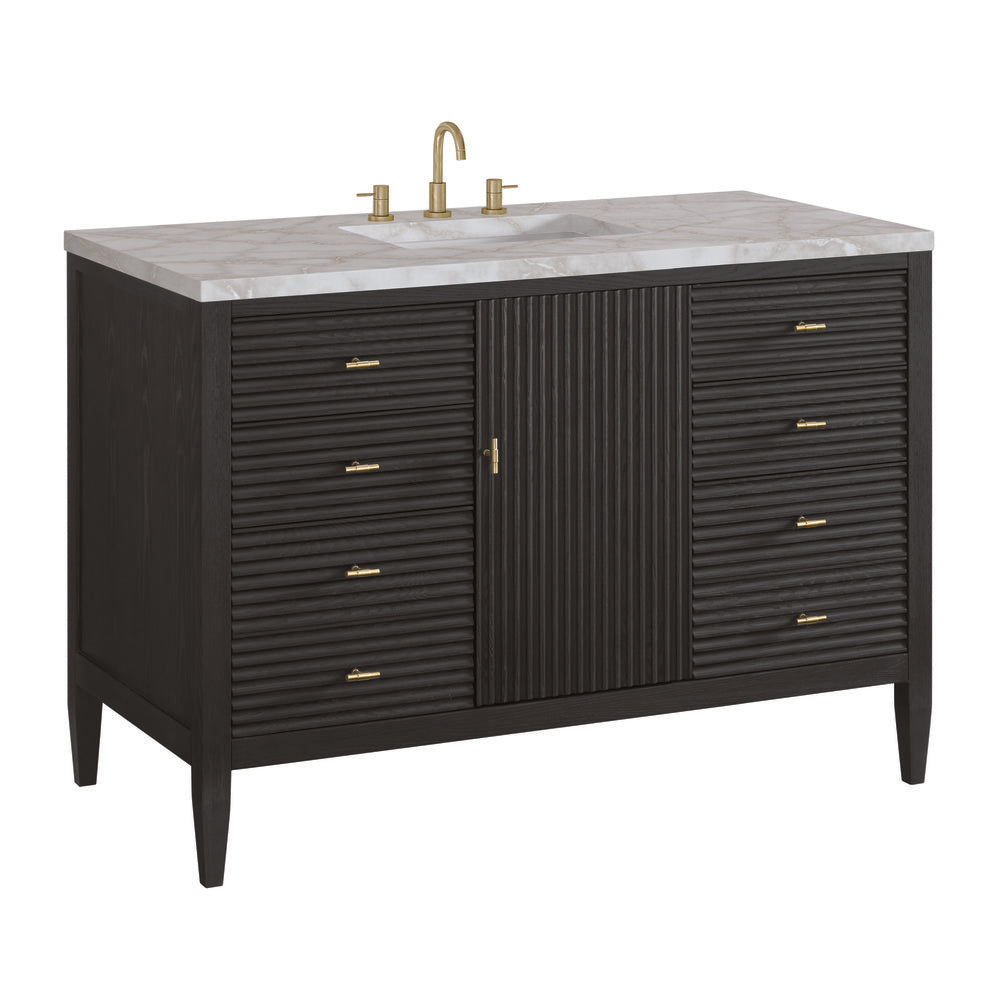 James Martin - Myrrin 48" Single Vanity, Carbon Oak w/ 3 CM Victorian Silver Silestone Top - 485-V48-CBO-3VSL view 10