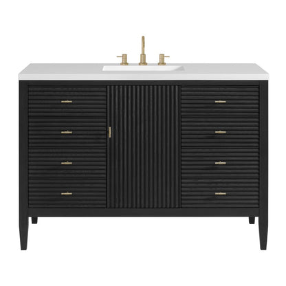 James Martin - Myrrin 48" Single Vanity, Carbon Oak w/ 3 CM White Zeus Silestone Top - 485-V48-CBO-3WZ view 1