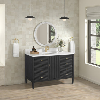 James Martin - Myrrin 48" Single Vanity, Carbon Oak w/ 3 CM White Zeus Silestone Top - 485-V48-CBO-3WZ view 4