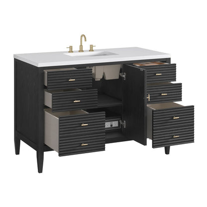 James Martin - Myrrin 48" Single Vanity, Carbon Oak w/ 3 CM White Zeus Silestone Top - 485-V48-CBO-3WZ view 10