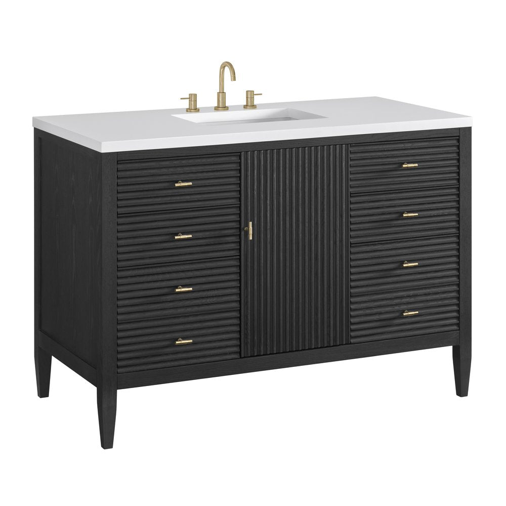 James Martin - Myrrin 48" Single Vanity, Carbon Oak w/ 3 CM White Zeus Silestone Top - 485-V48-CBO-3WZ view 12