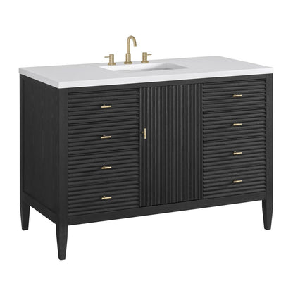 James Martin - Myrrin 48" Single Vanity, Carbon Oak w/ 3 CM White Zeus Silestone Top - 485-V48-CBO-3WZ view 12