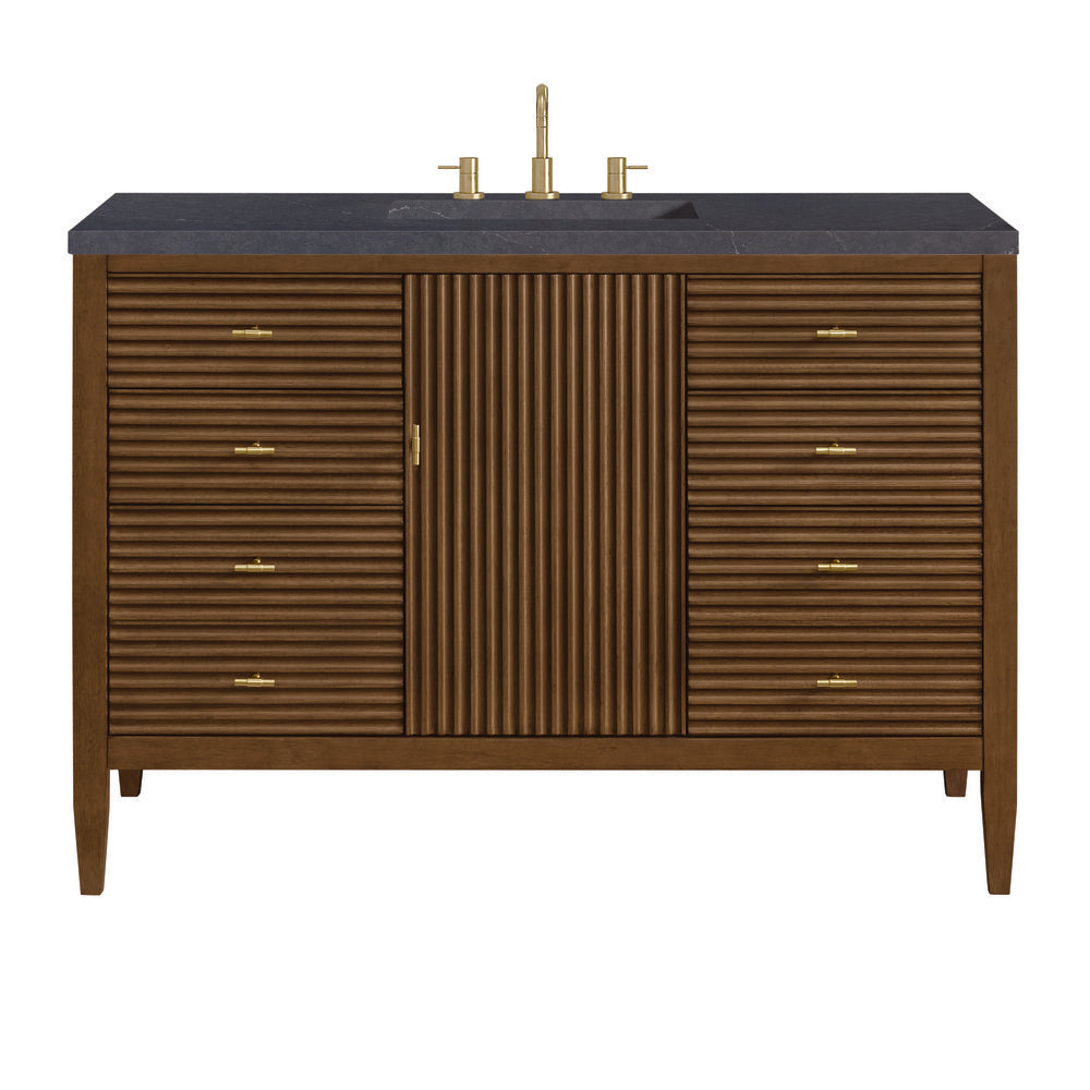 James Martin - Myrrin 48" Single Vanity, Mid Century Walnut w/ 3 CM Charcoal Soapstone Silestone Top - 485-V48-WLT-3CSP view 1