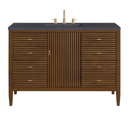 James Martin - Myrrin 48" Single Vanity, Mid Century Walnut w/ 3 CM Charcoal Soapstone Silestone Top - 485-V48-WLT-3CSP view 1