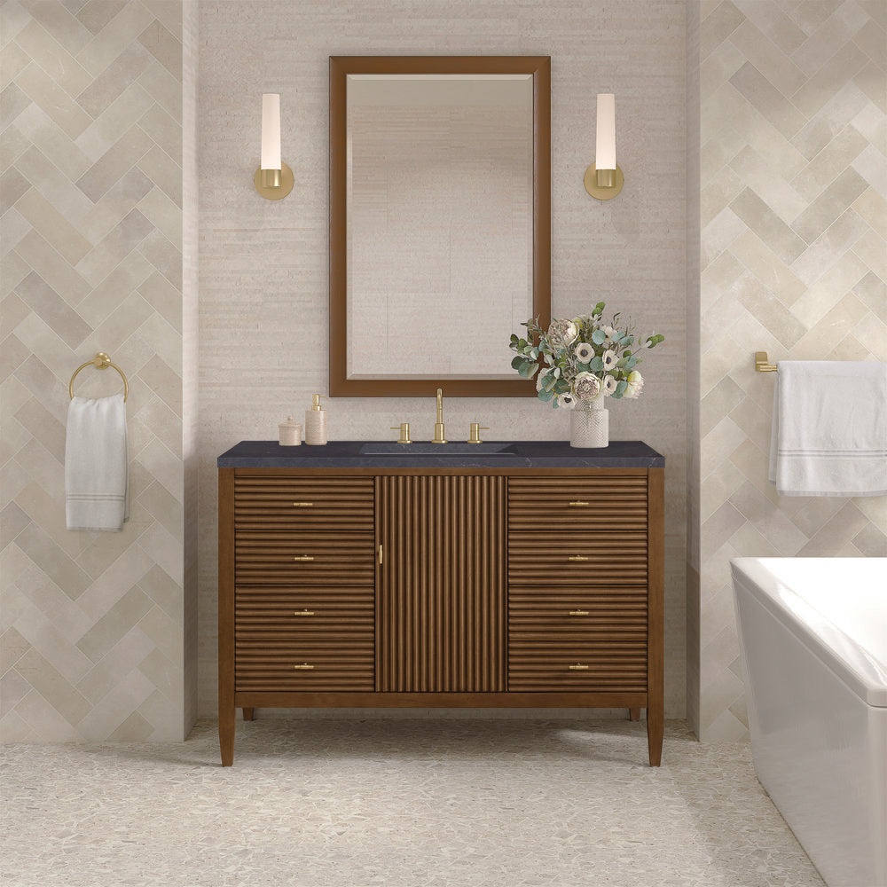 James Martin - Myrrin 48" Single Vanity, Mid Century Walnut w/ 3 CM Charcoal Soapstone Silestone Top - 485-V48-WLT-3CSP view 3