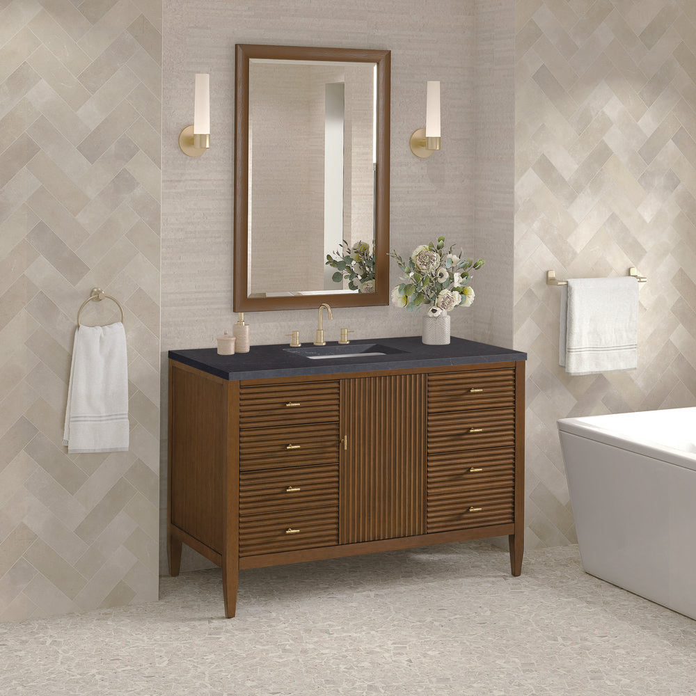 James Martin - Myrrin 48" Single Vanity, Mid Century Walnut w/ 3 CM Charcoal Soapstone Silestone Top - 485-V48-WLT-3CSP view 4