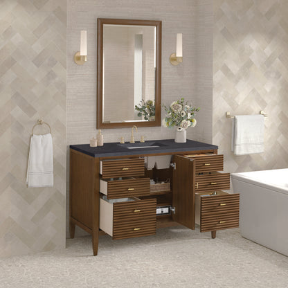 James Martin - Myrrin 48" Single Vanity, Mid Century Walnut w/ 3 CM Charcoal Soapstone Silestone Top - 485-V48-WLT-3CSP view 5