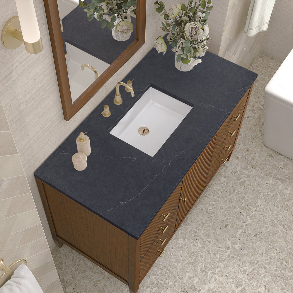 James Martin - Myrrin 48" Single Vanity, Mid Century Walnut w/ 3 CM Charcoal Soapstone Silestone Top - 485-V48-WLT-3CSP view 7