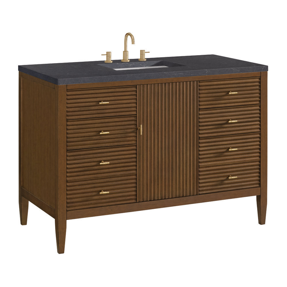 James Martin - Myrrin 48" Single Vanity, Mid Century Walnut w/ 3 CM Charcoal Soapstone Silestone Top - 485-V48-WLT-3CSP view 10