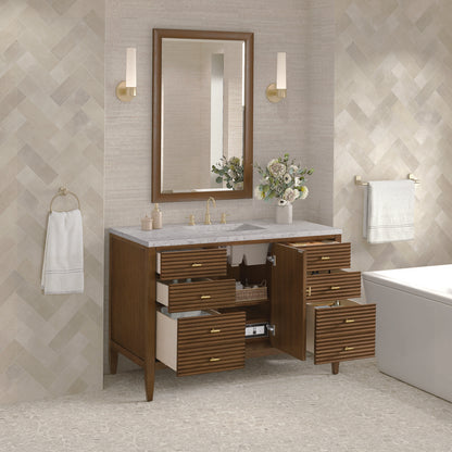 James Martin - Myrrin 48" Single Vanity, Mid Century Walnut w/ 3 CM Eternal Jasmine Pearl Silestone Top - 485-V48-WLT-3EJP view 5