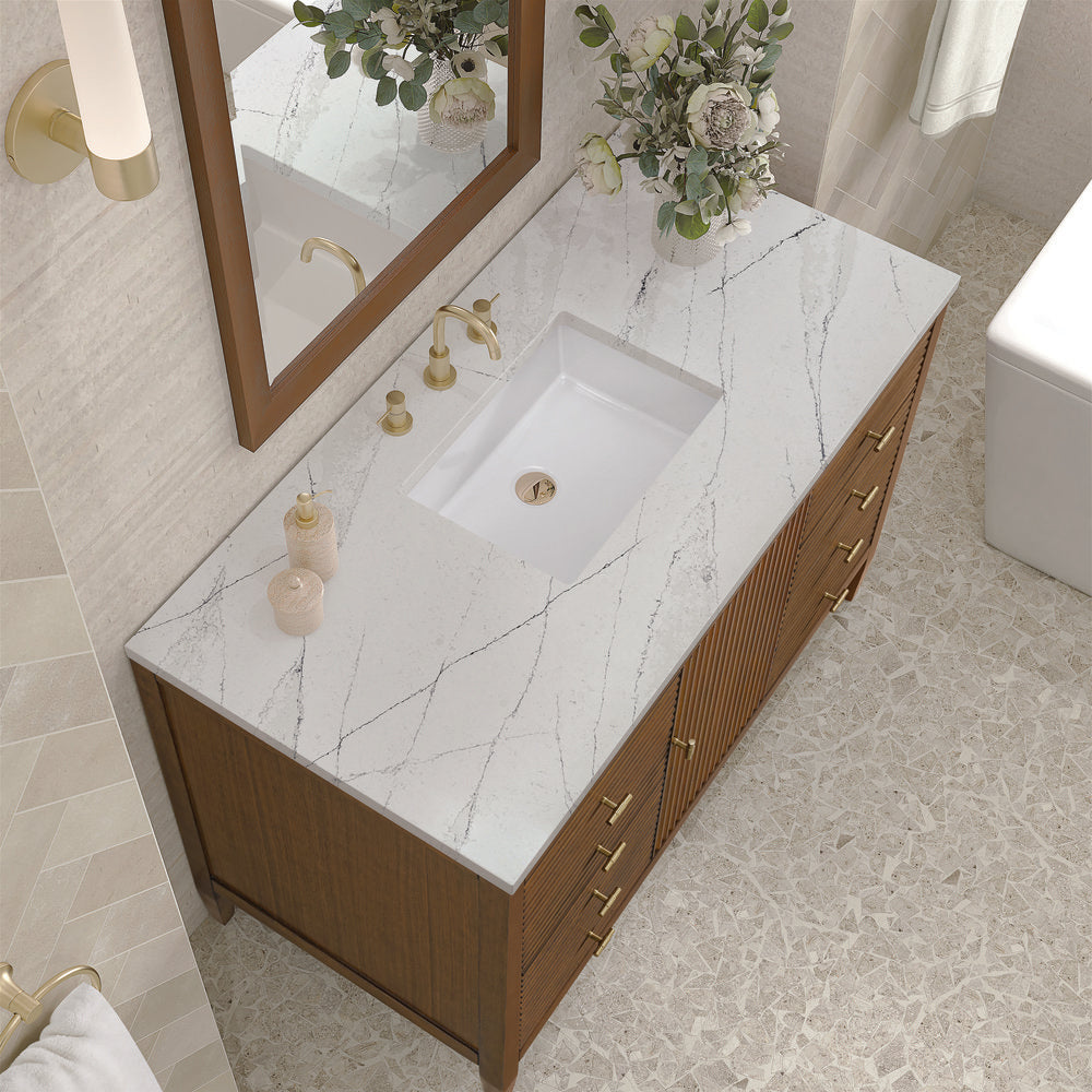 James Martin - Myrrin 48" Single Vanity, Mid Century Walnut w/ 3 CM Ethereal Noctis Silestone Top - 485-V48-WLT-3ENC view 7