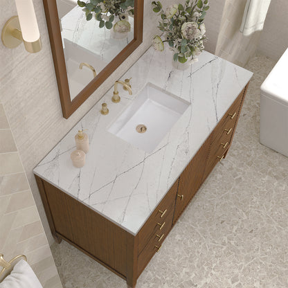 James Martin - Myrrin 48" Single Vanity, Mid Century Walnut w/ 3 CM Ethereal Noctis Silestone Top - 485-V48-WLT-3ENC view 7