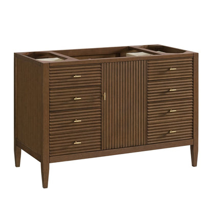 James Martin - Myrrin 48" Single Vanity, Mid Century Walnut w/ 3 CM Lime Delight Silestone Top - 485-V48-WLT-3LDL view 1