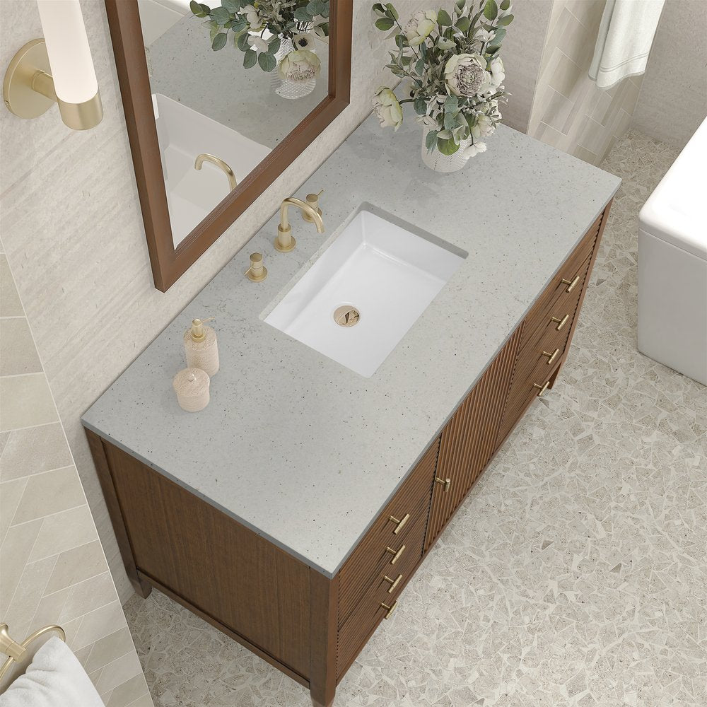 James Martin - Myrrin 48" Single Vanity, Mid Century Walnut w/ 3 CM Lime Delight Silestone Top - 485-V48-WLT-3LDL view 3