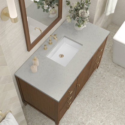James Martin - Myrrin 48" Single Vanity, Mid Century Walnut w/ 3 CM Lime Delight Silestone Top - 485-V48-WLT-3LDL view 3