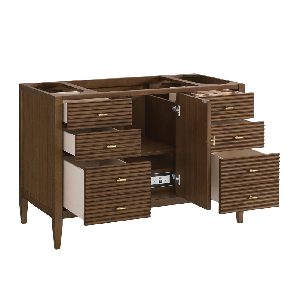 James Martin - Myrrin 48" Single Vanity, Mid Century Walnut w/ 3 CM Lime Delight Silestone Top - 485-V48-WLT-3LDL view 4