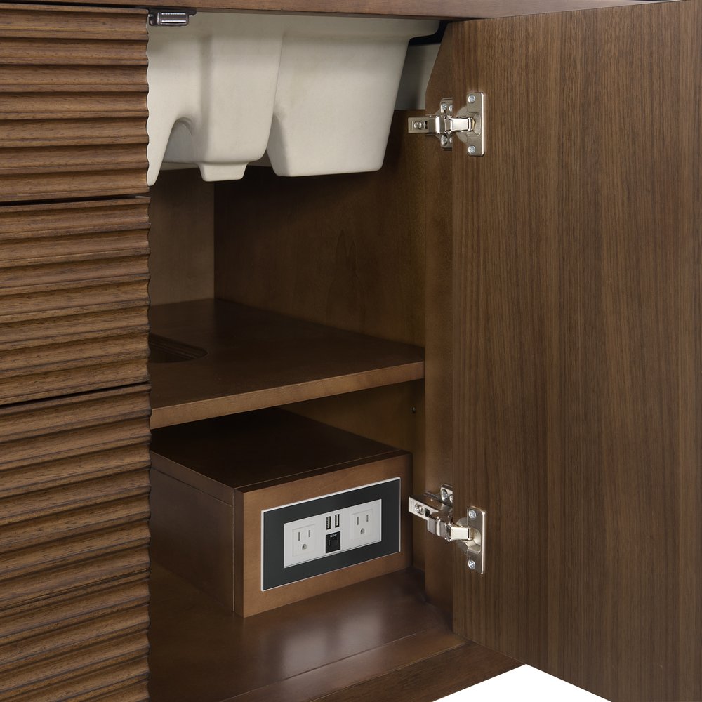James Martin - Myrrin 48" Single Vanity, Mid Century Walnut w/ 3 CM Lime Delight Silestone Top - 485-V48-WLT-3LDL view 6