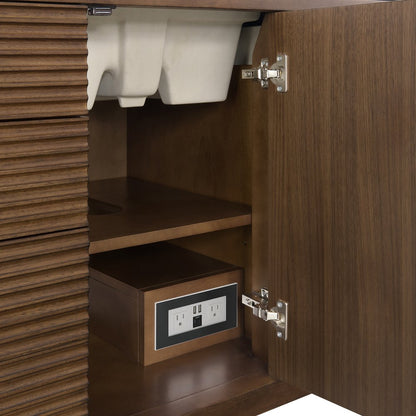 James Martin - Myrrin 48" Single Vanity, Mid Century Walnut w/ 3 CM Lime Delight Silestone Top - 485-V48-WLT-3LDL view 6