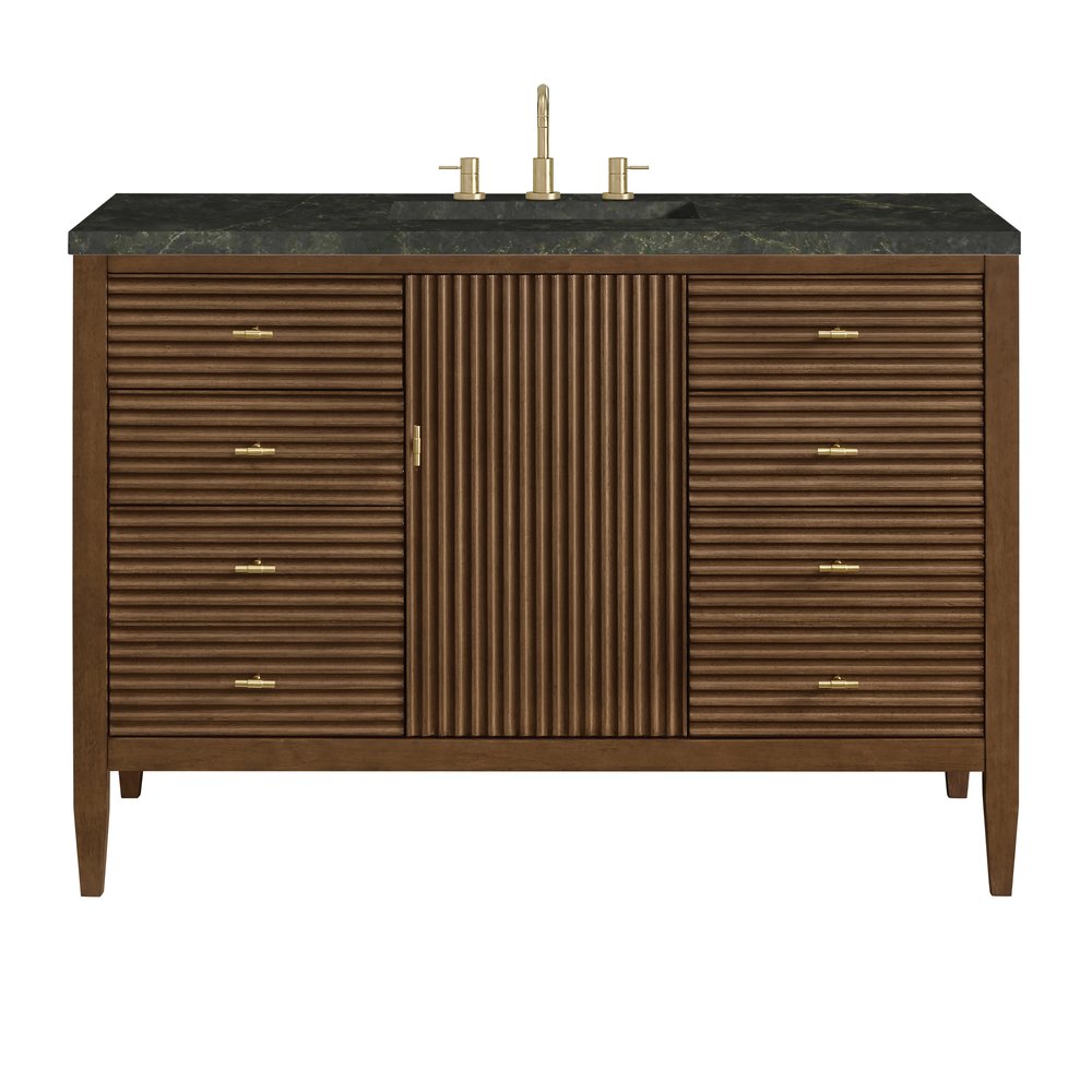 James Martin - Myrrin 48" Single Vanity, Mid Century Walnut, w/ 3 CM Phantome Eclos Top - 485-V48-WLT-3PHT view 1