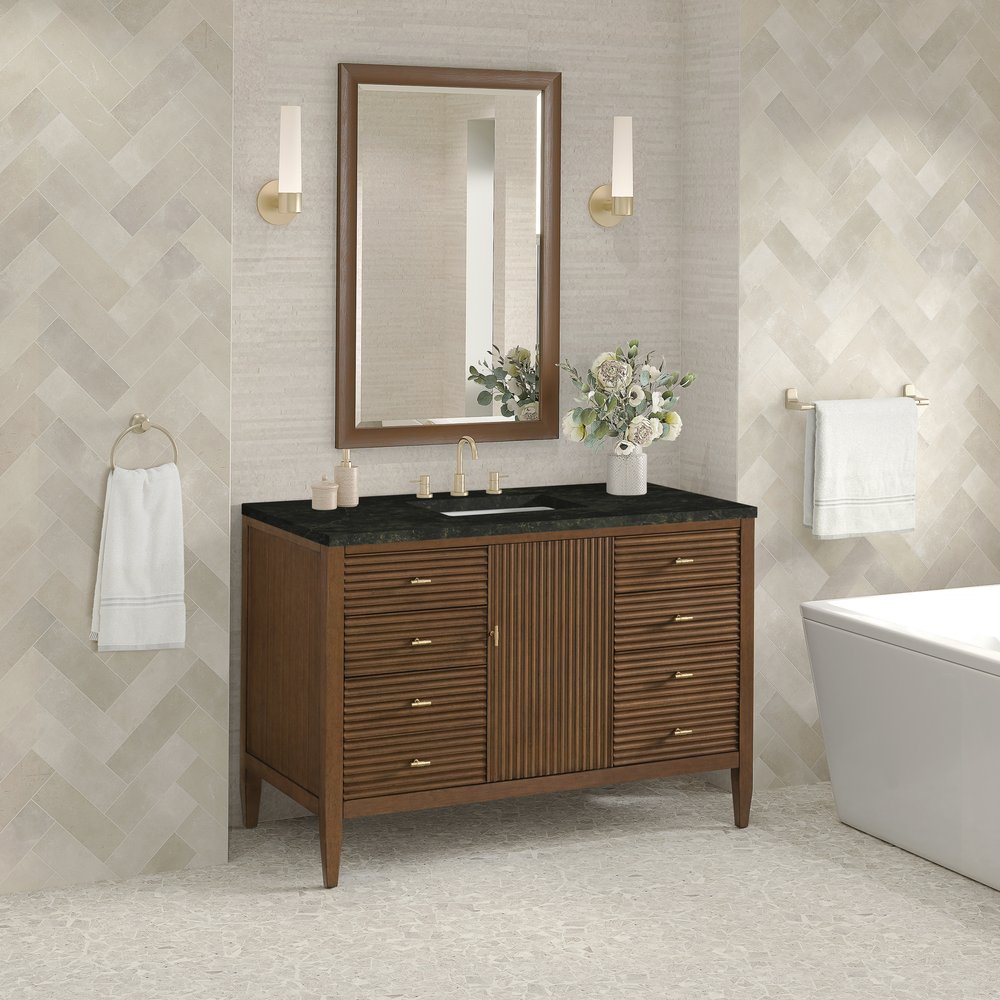 James Martin - Myrrin 48" Single Vanity, Mid Century Walnut, w/ 3 CM Phantome Eclos Top - 485-V48-WLT-3PHT view 4