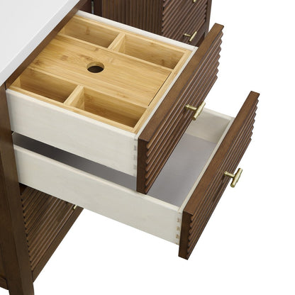 James Martin - Myrrin 48" Single Vanity, Mid Century Walnut, w/ 3 CM Siberian Silestone Top - 485-V48-WLT-3SFR view 13