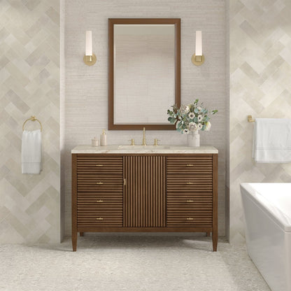 James Martin - Myrrin 48" Single Vanity, Mid Century Walnut, w/ 3 CM Tajnar Eclos Top - 485-V48-WLT-3TJR view 3