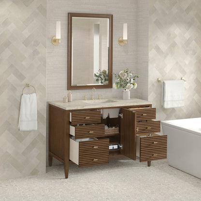 James Martin - Myrrin 48" Single Vanity, Mid Century Walnut, w/ 3 CM Tajnar Eclos Top - 485-V48-WLT-3TJR view 5